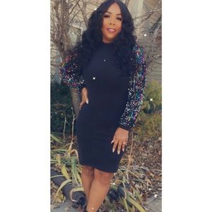 Sequin sleeve dress